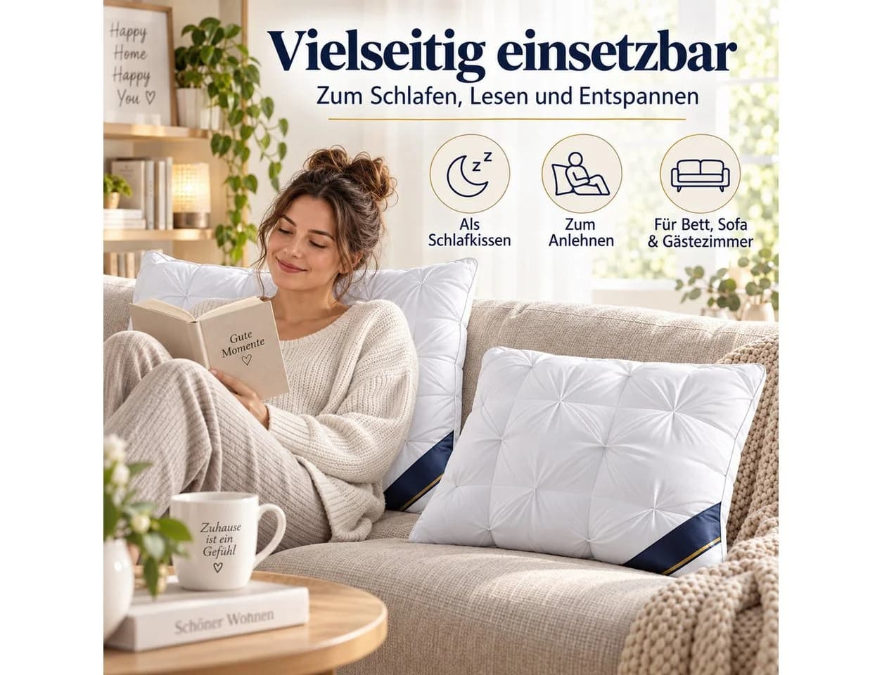 Fyrove Kopfkissen 2er-Set Baumwolle Weiß Ergonomisch