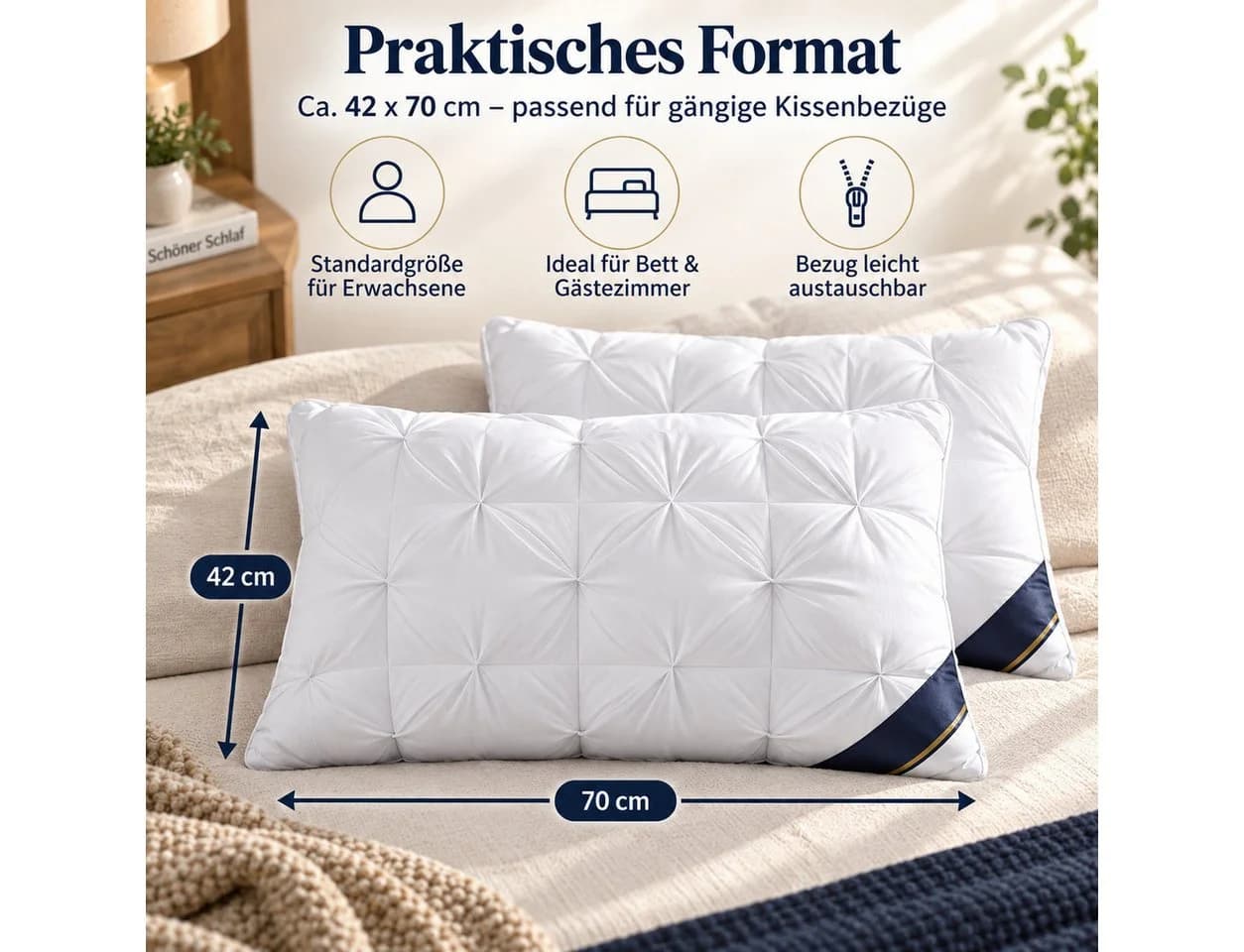 Fyrove Kopfkissen 2er-Set Baumwolle Weiß Ergonomisch - Bild 5