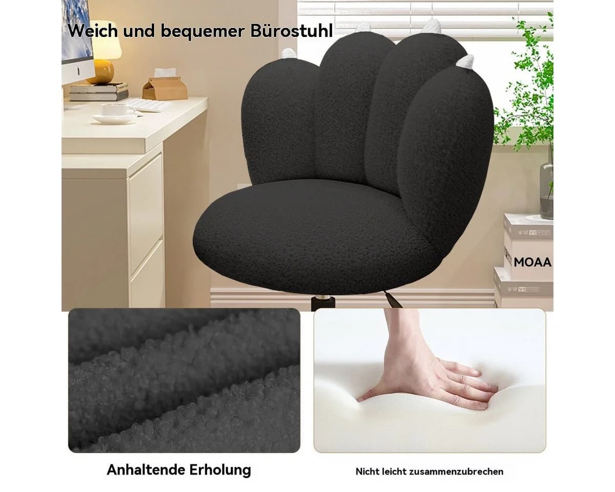 HDHNBA Drehstuhl Katzenpfoten Design Teddy-Fleece höhenverstellbar - Bild 5