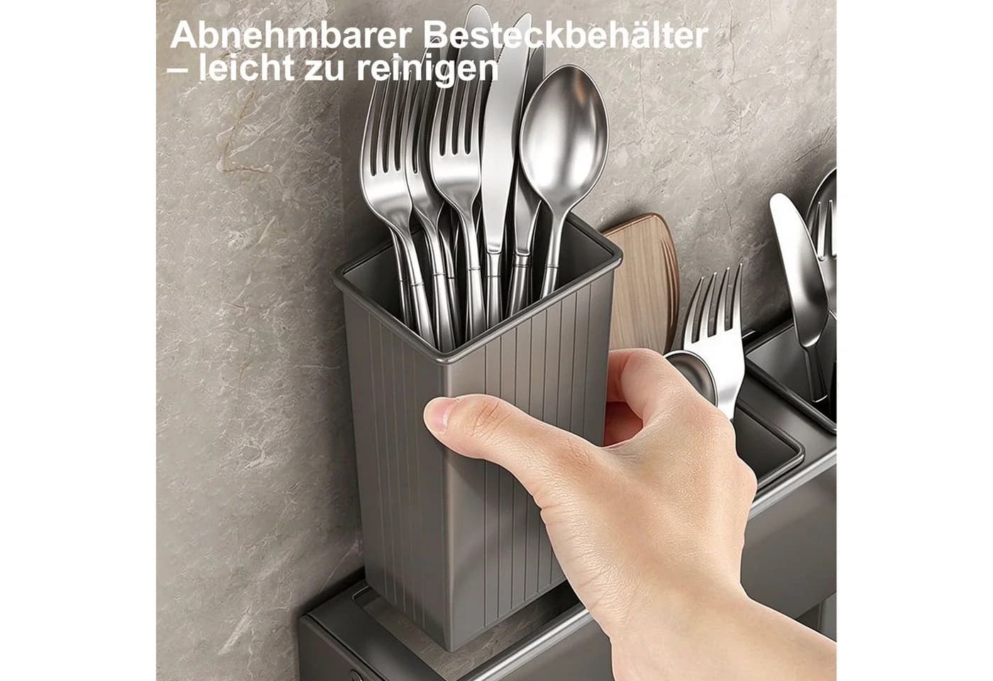 Mutig Hakenleiste Messerhalter 60 cm Silbergrau mit 10 Haken - Bild 5
