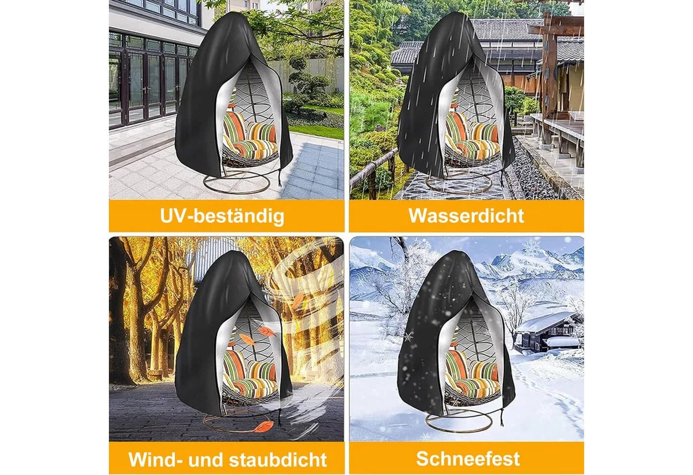 Mutig Schutzhülle Hängesessel Schwarz Wasserdicht UV-beständig - Bild 5
