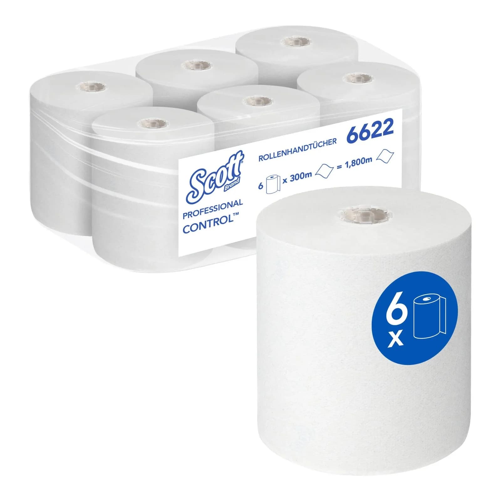 Scott Control Rollenhandtücher 6 x 300m Weiß