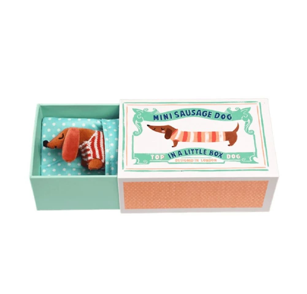 Rex London Mini Kuscheltier Dackel mit Schlafsack in Geschenkbox - Bild 3