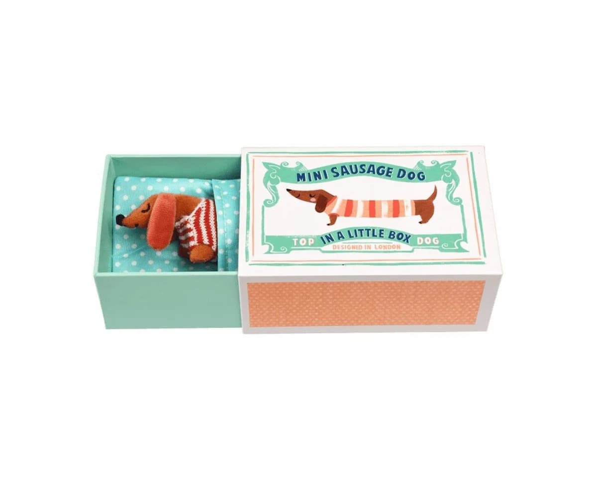 Rex London Mini Kuscheltier Dackel mit Schlafsack in Geschenkbox - Bild 4