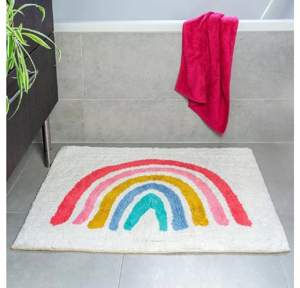 Rex London Badematte Regenbogen 100% Baumwolle Weich Wasserabsorbierend