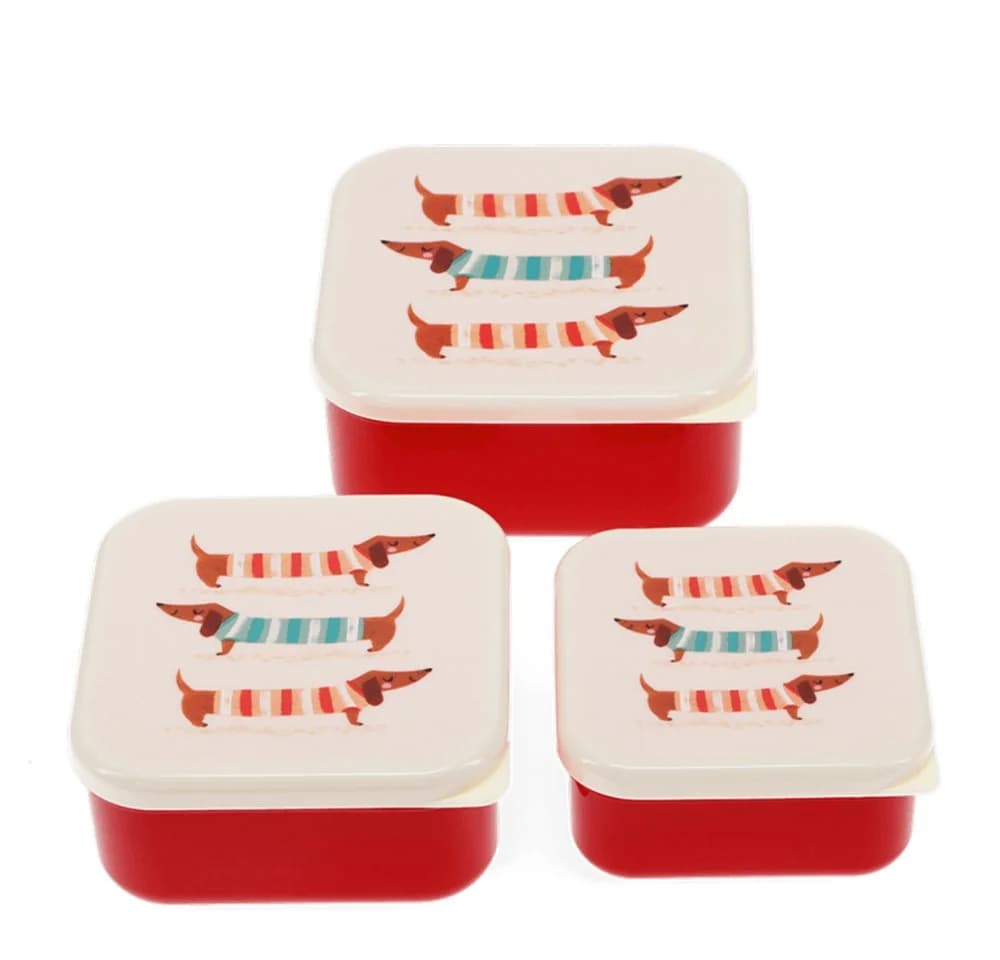 Rex London Lunchbox 3er-Set Dackel-Motiv BPA-frei