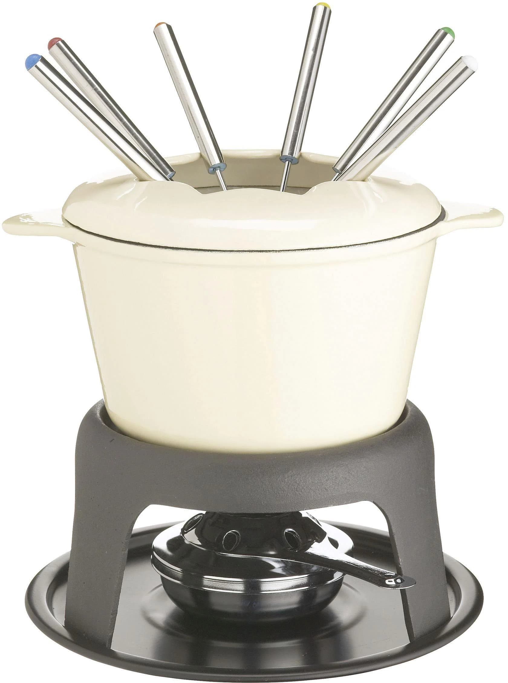 MASTER CLASS Fondue-Set Beige Emailliertes Gusseisen 6 Gabeln