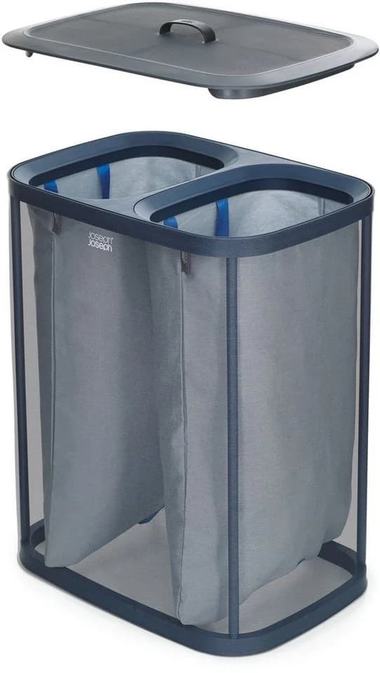 Joseph Joseph Wäschekorb Tota 60L Schwarz 2 Fächer Tragetaschen