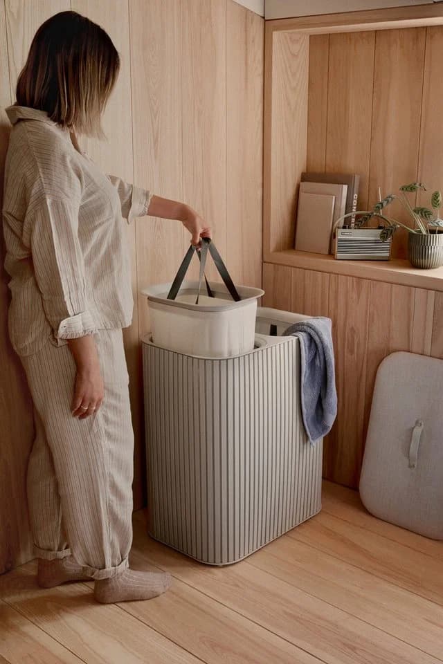 Joseph Joseph Wäschesortierer Tota Twin Luxe 90L Bambus Beige - Bild 3