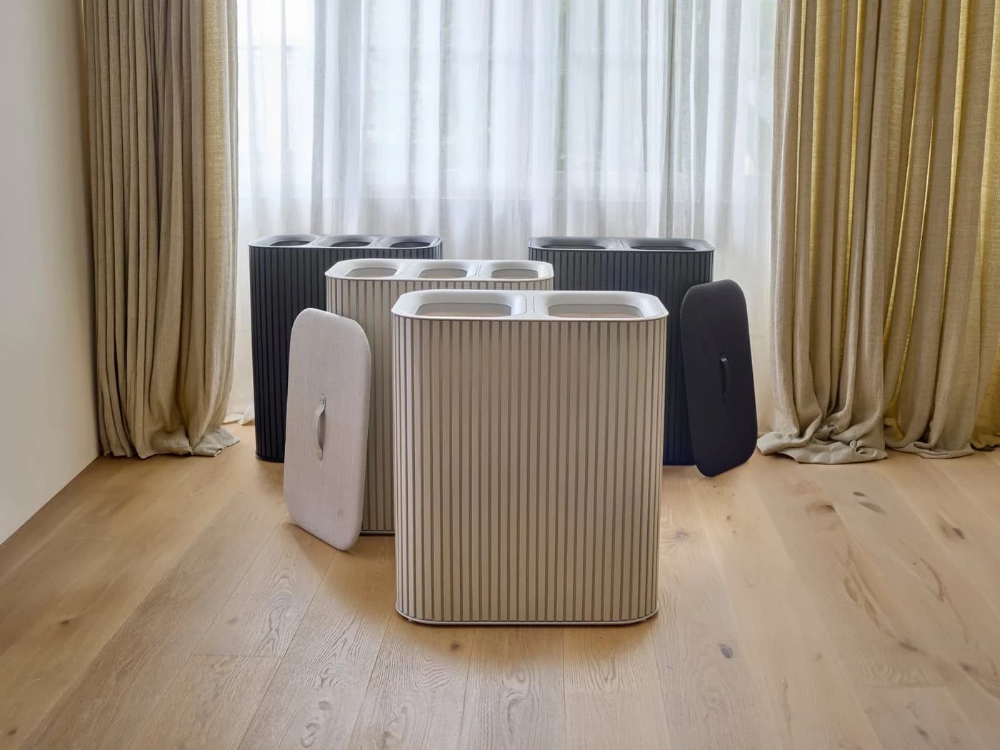 Joseph Joseph Wäschesortierer Tota Twin Luxe 90L Bambus Beige - Bild 4