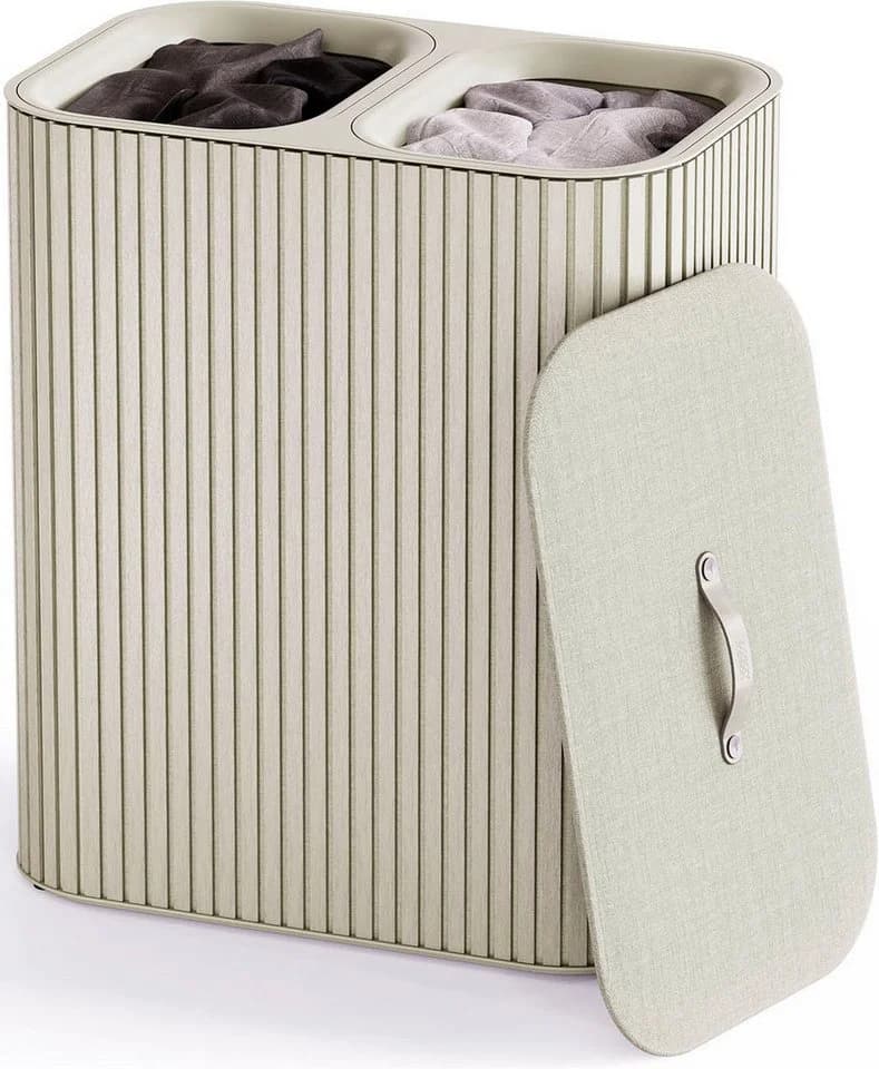 Joseph Joseph Wäschesortierer Tota Twin Luxe 90L Bambus Beige - Bild 5