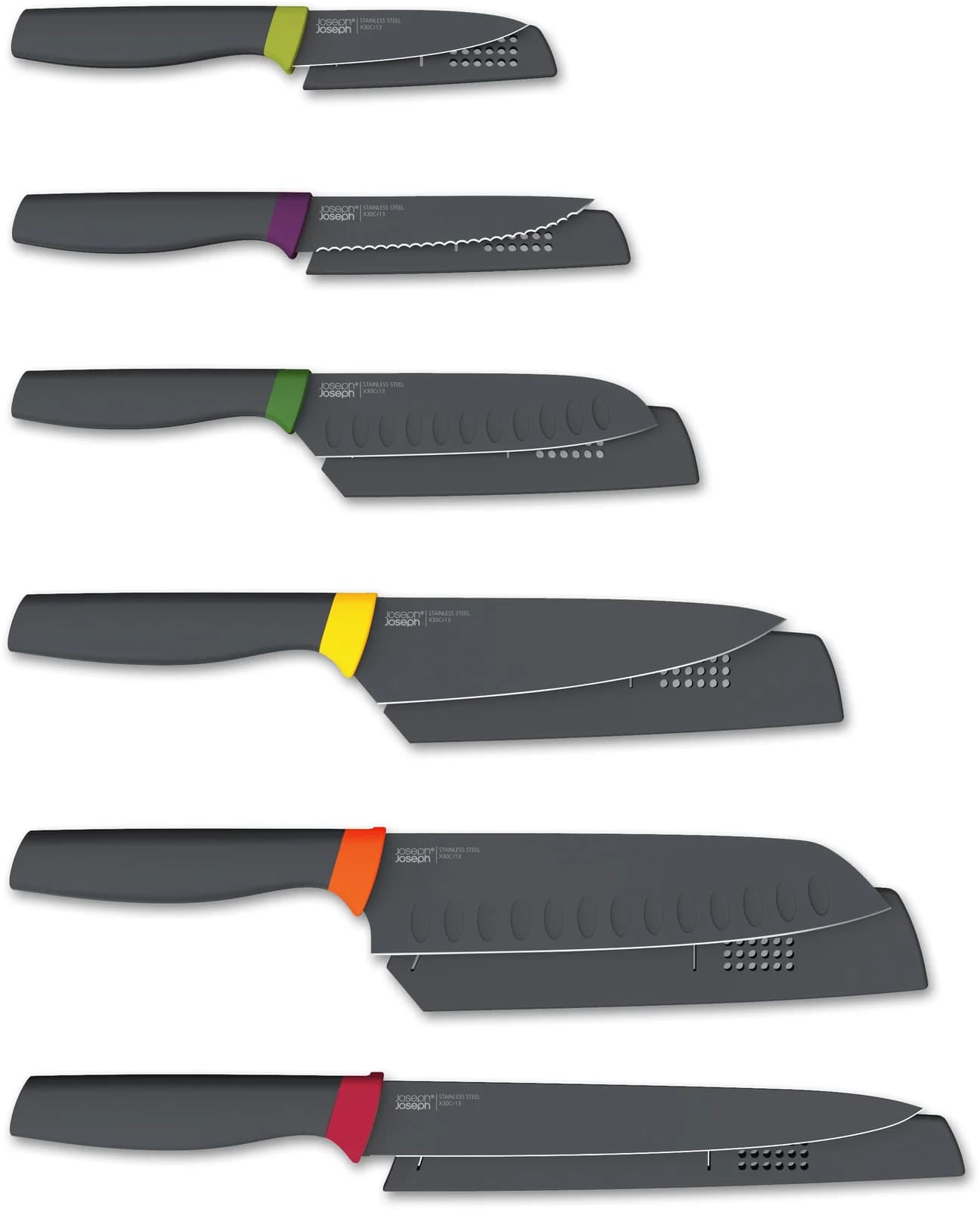 Joseph Joseph Elevate Messer-Set 6-tlg. Schwarz mit Ablagestütze