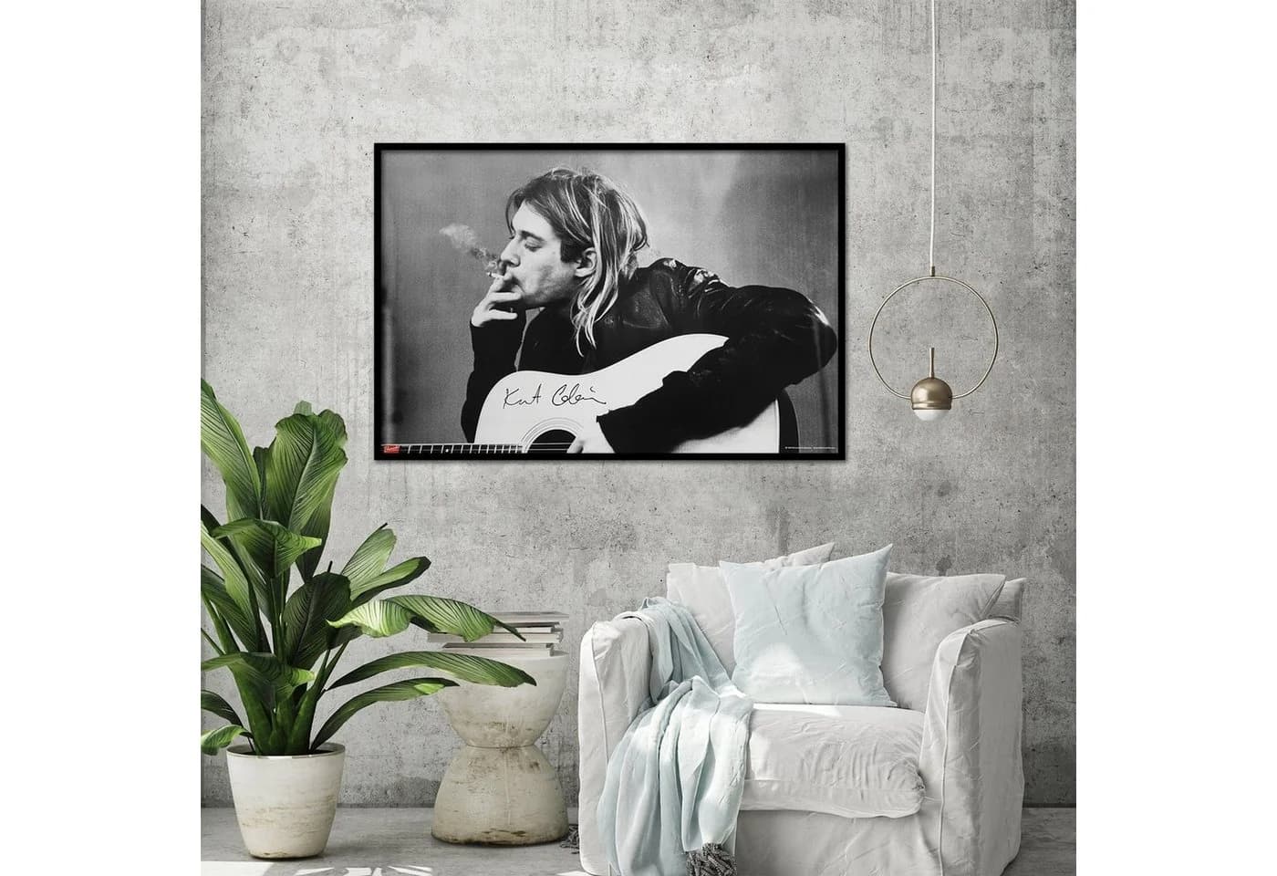 Close Up Poster Nirvana Kurt Cobain Rauchend Gitarre Retro