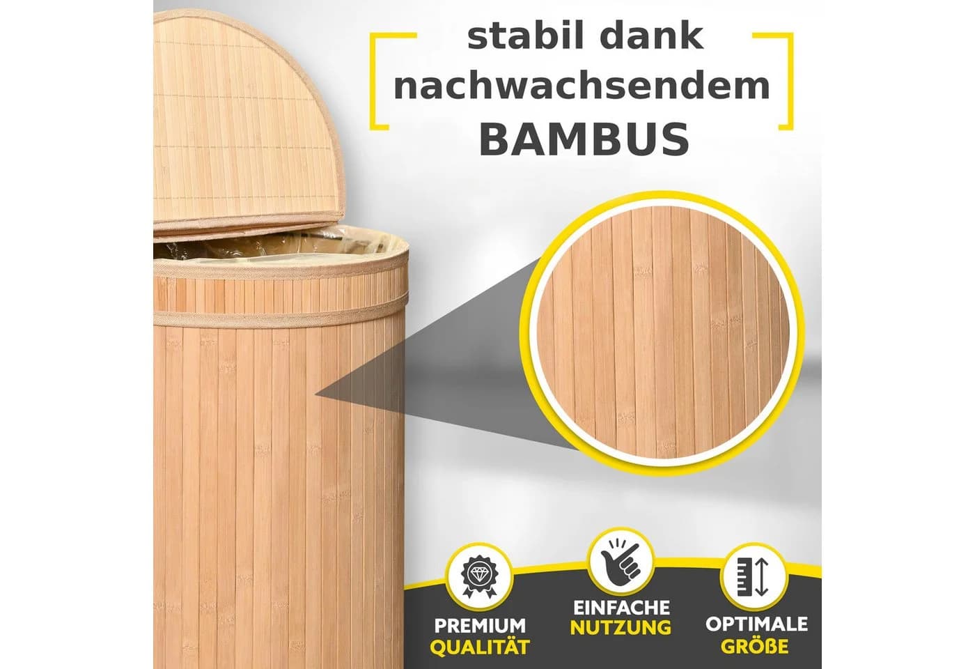 HANDFILL Flaschensammler Wäschekorb Bambus 55L - Bild 5