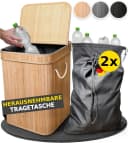 HANDFILL Flaschensammler Wäschekorb Bambus 90L mit Deckel Bild 1
