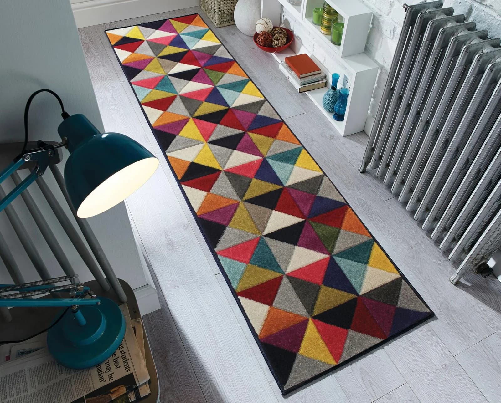FLAIR RUGS Samba Teppich Bunt Retro Design Handschnitzerei