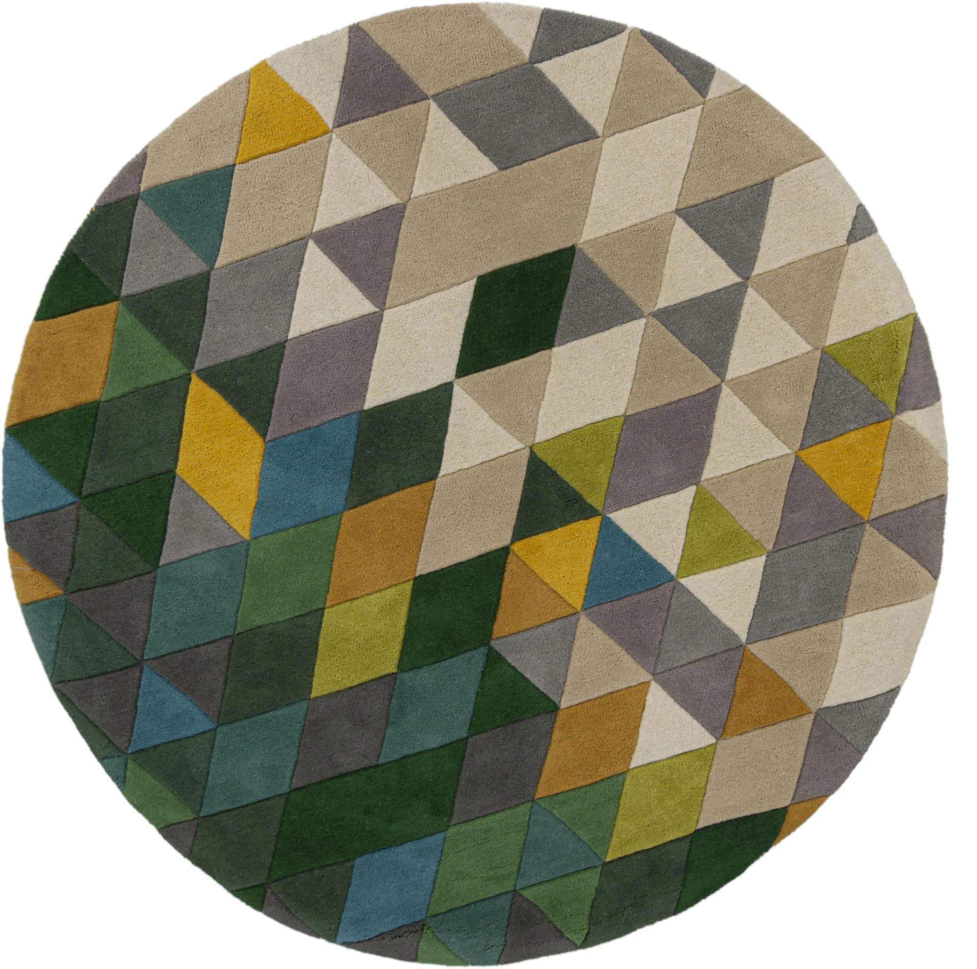 FLAIR RUGS Wollteppich Prism Rund Bunt Modern Geometrisch