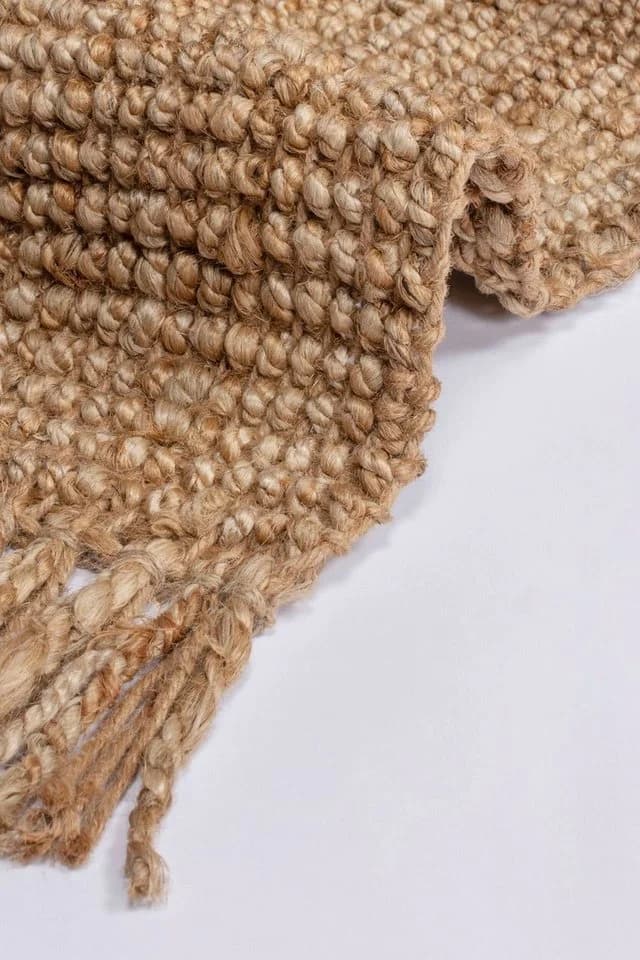 FLAIR RUGS Jute Boucle Läufer Beige Natur Mit Fransen - Bild 3