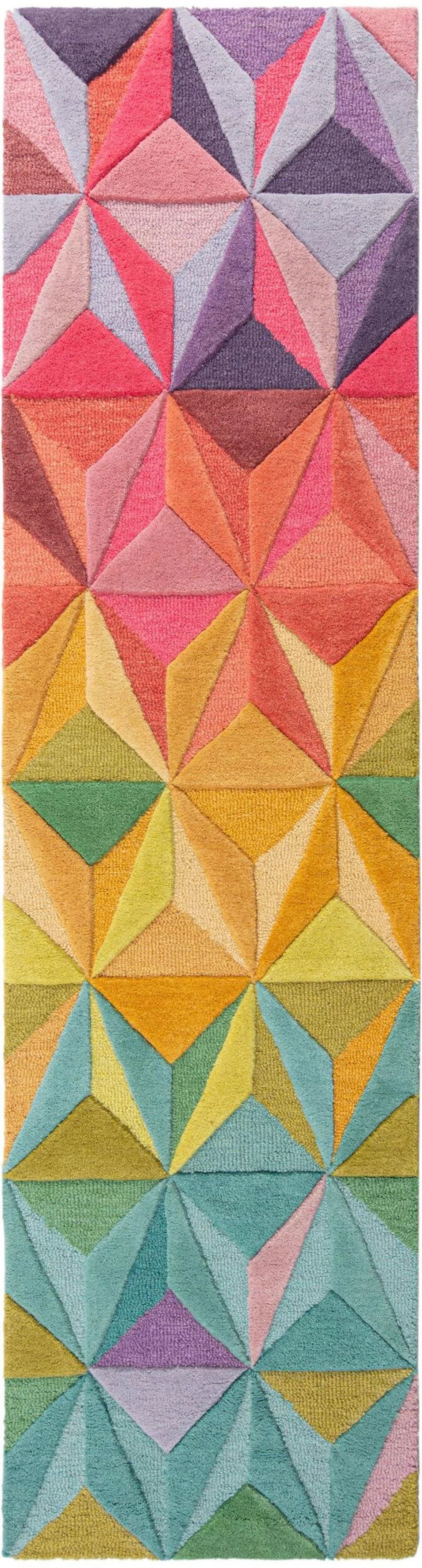 FLAIR RUGS Läufer Reverie Bunt 100% Wolle Geometrisches Muster