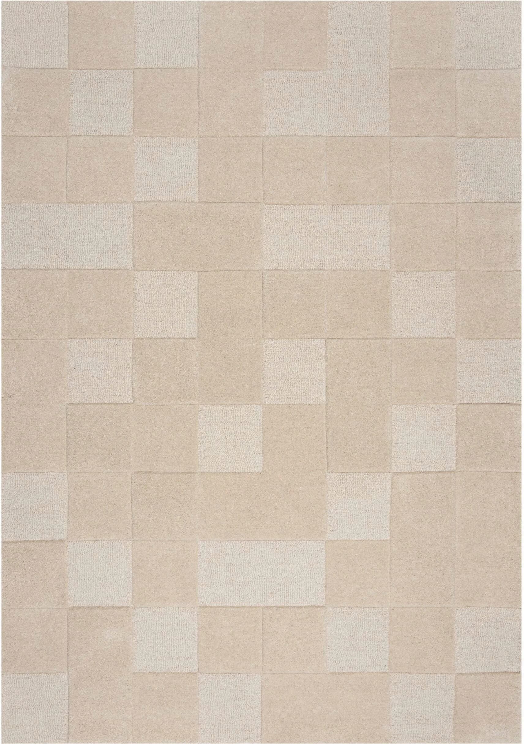FLAIR RUGS Wollteppich Checkboard Beige Schachbrettmuster