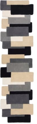 FLAIR RUGS Läufer Abstract Collage Grau Kariert 100% Wolle Bild 1
