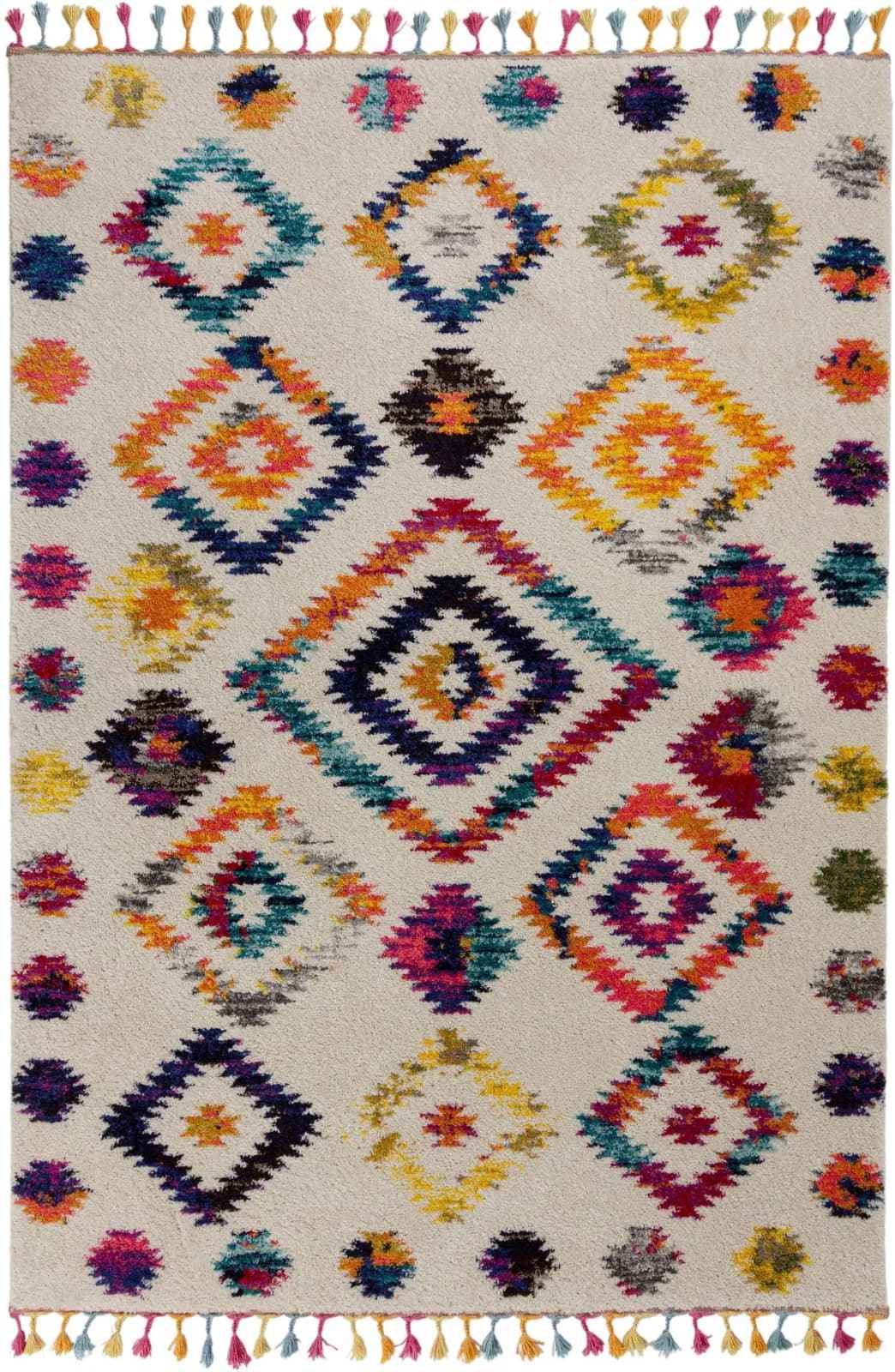 FLAIR RUGS Bohemia Hochflor-Teppich Bunt Retro Skandinavisch