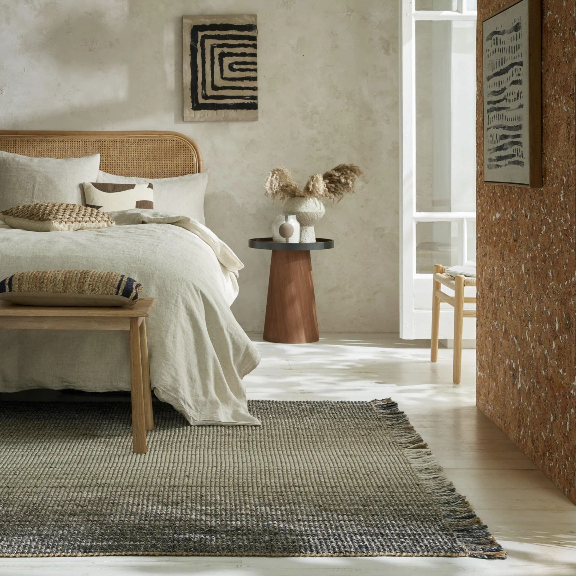 FLAIR RUGS Jute Ombre Teppich Grau Skandinavisch