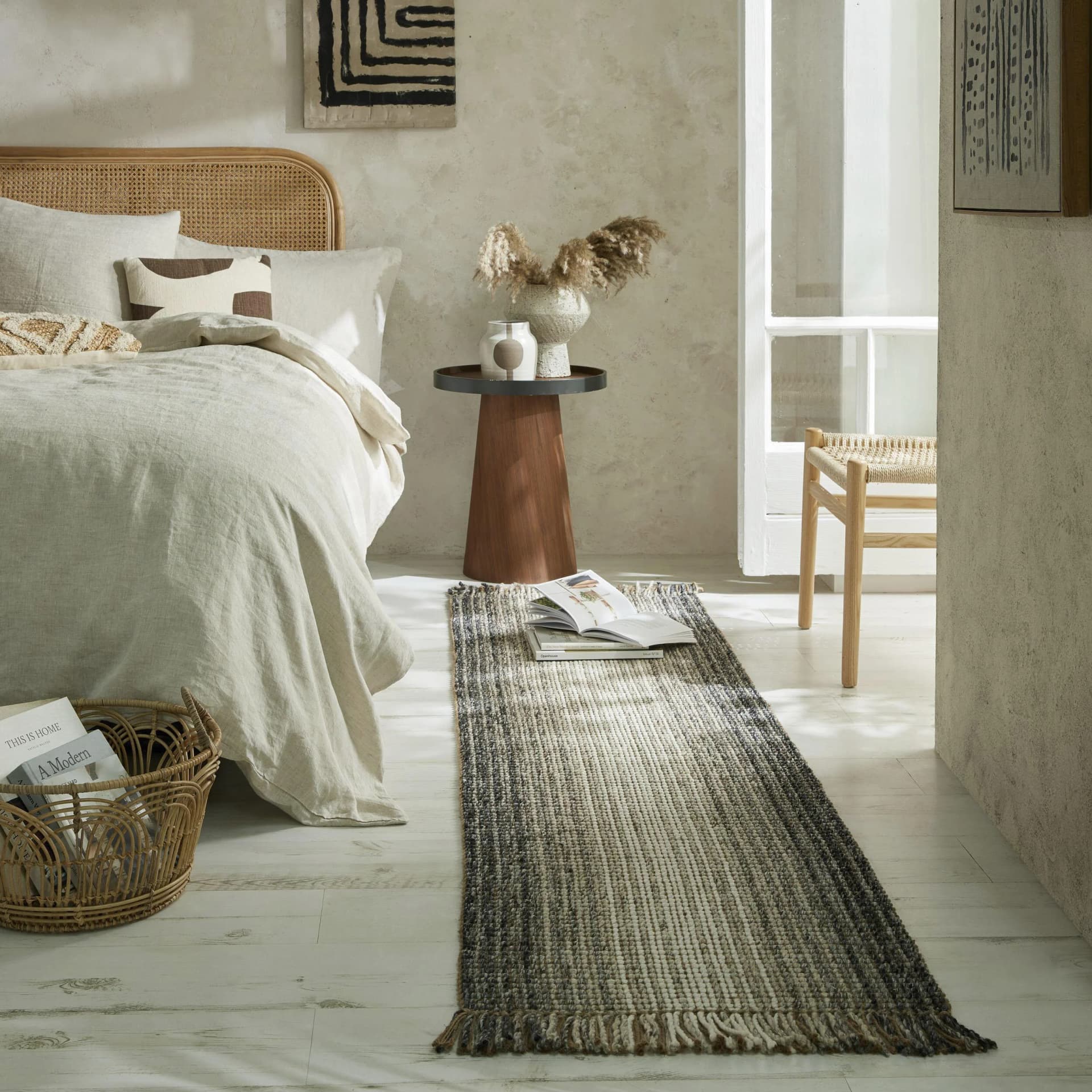 FLAIR RUGS Jute Ombre Läufer Grau Skandinavisch