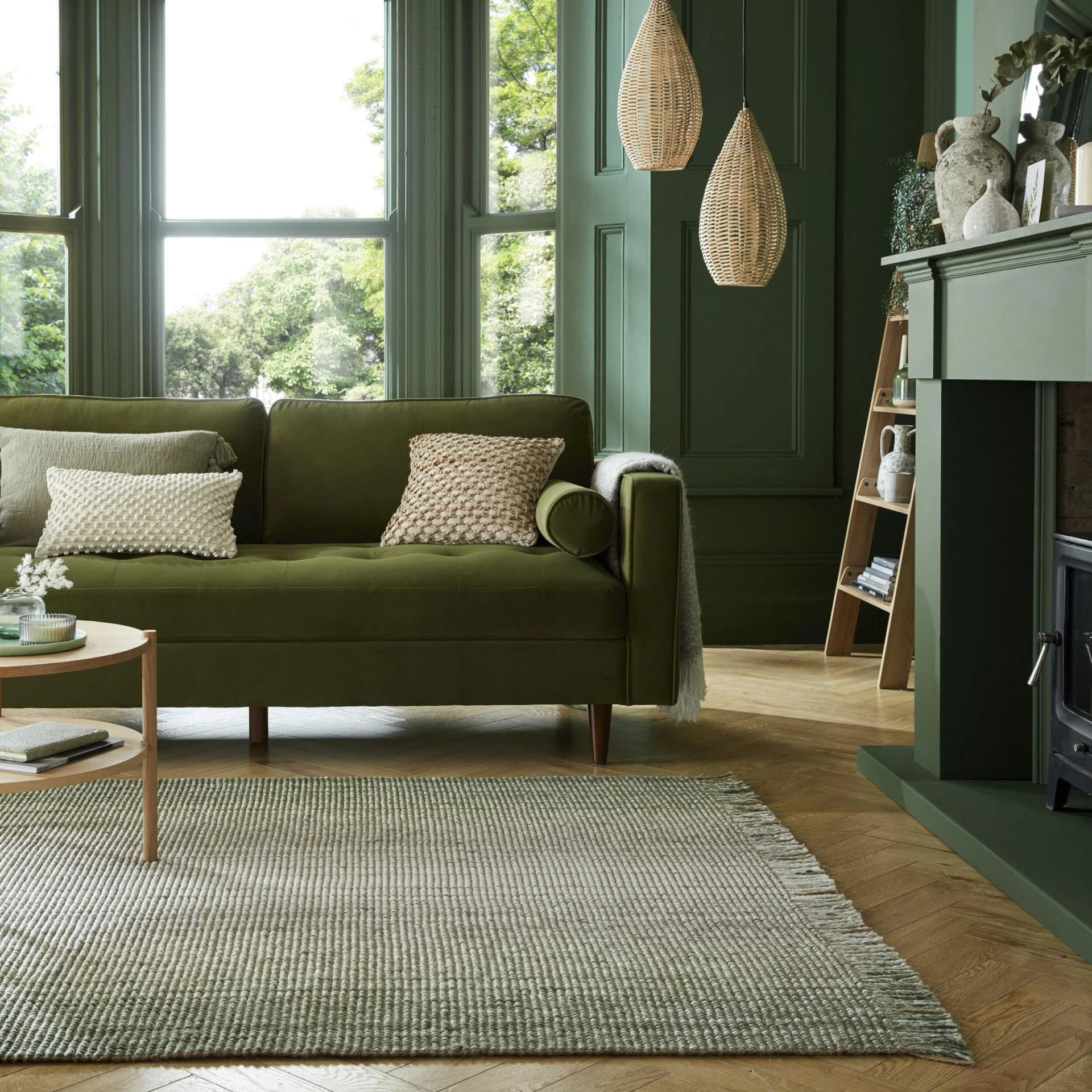 FLAIR RUGS Jute Ombre Teppich Grün Skandinavisch