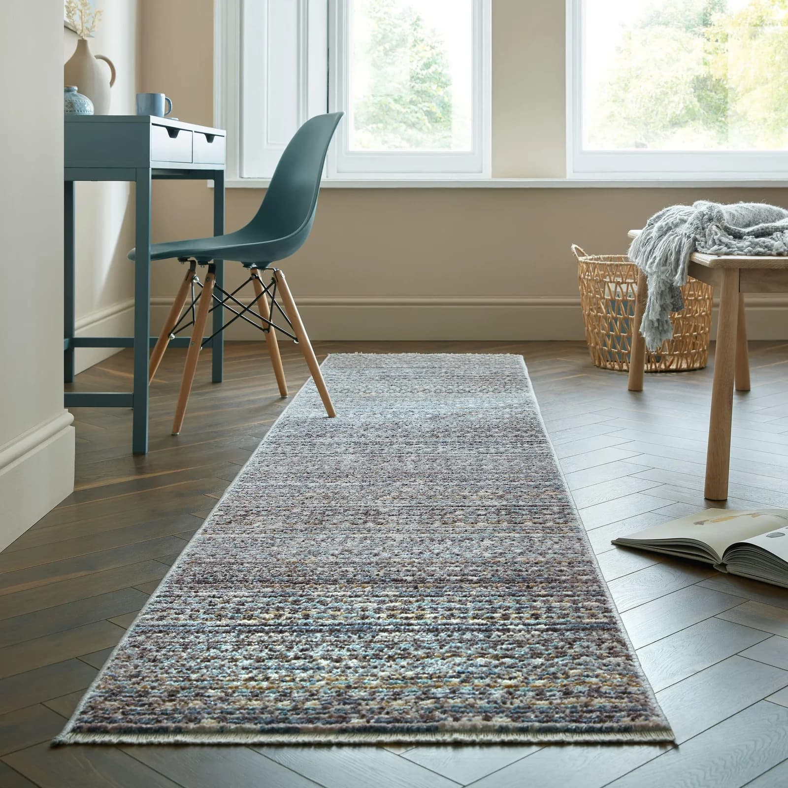FLAIR RUGS Camino Teppich Läufer Blau Skandinavisch