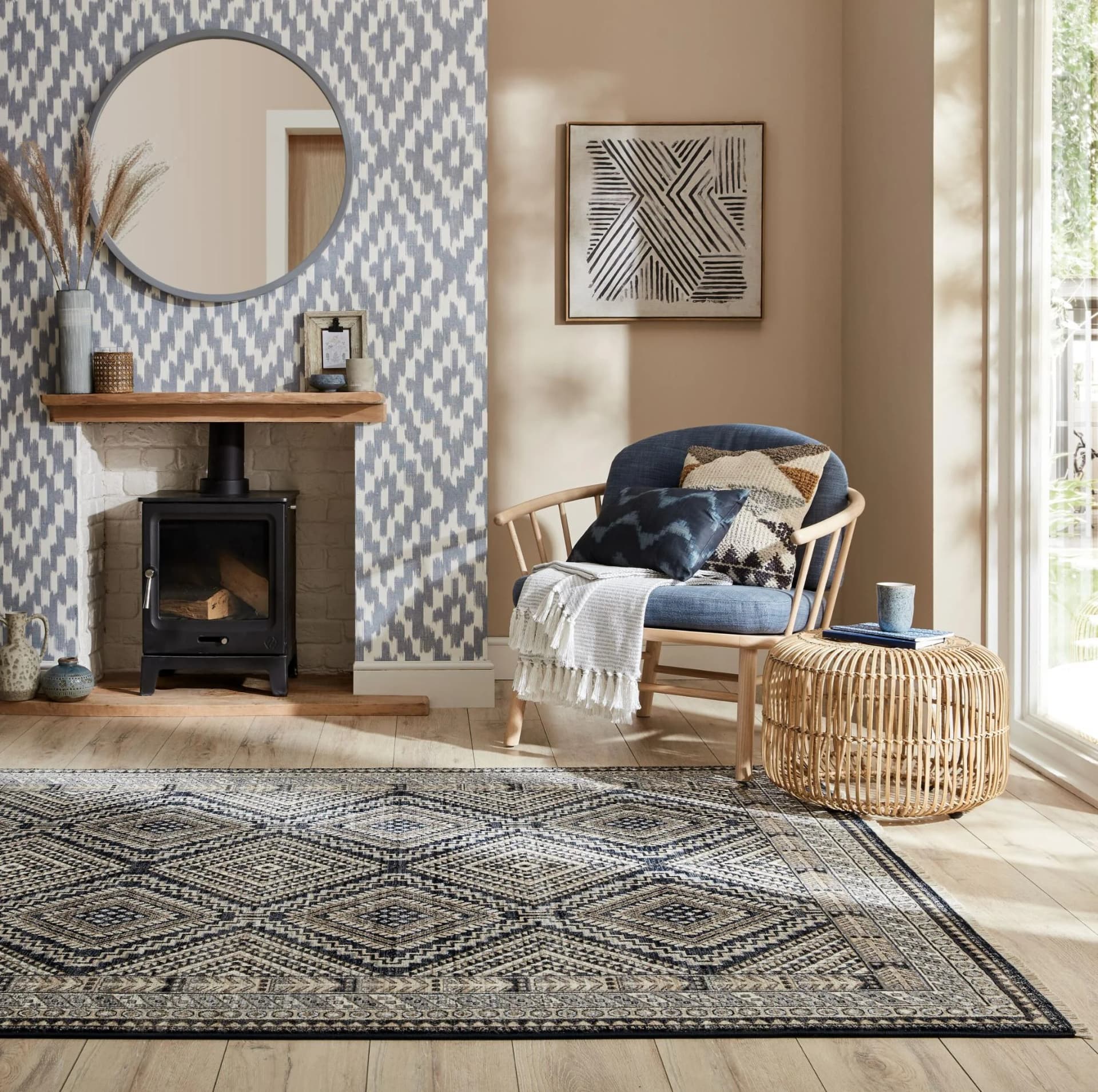 FLAIR RUGS Arianna Jute Blumenteppich Beige