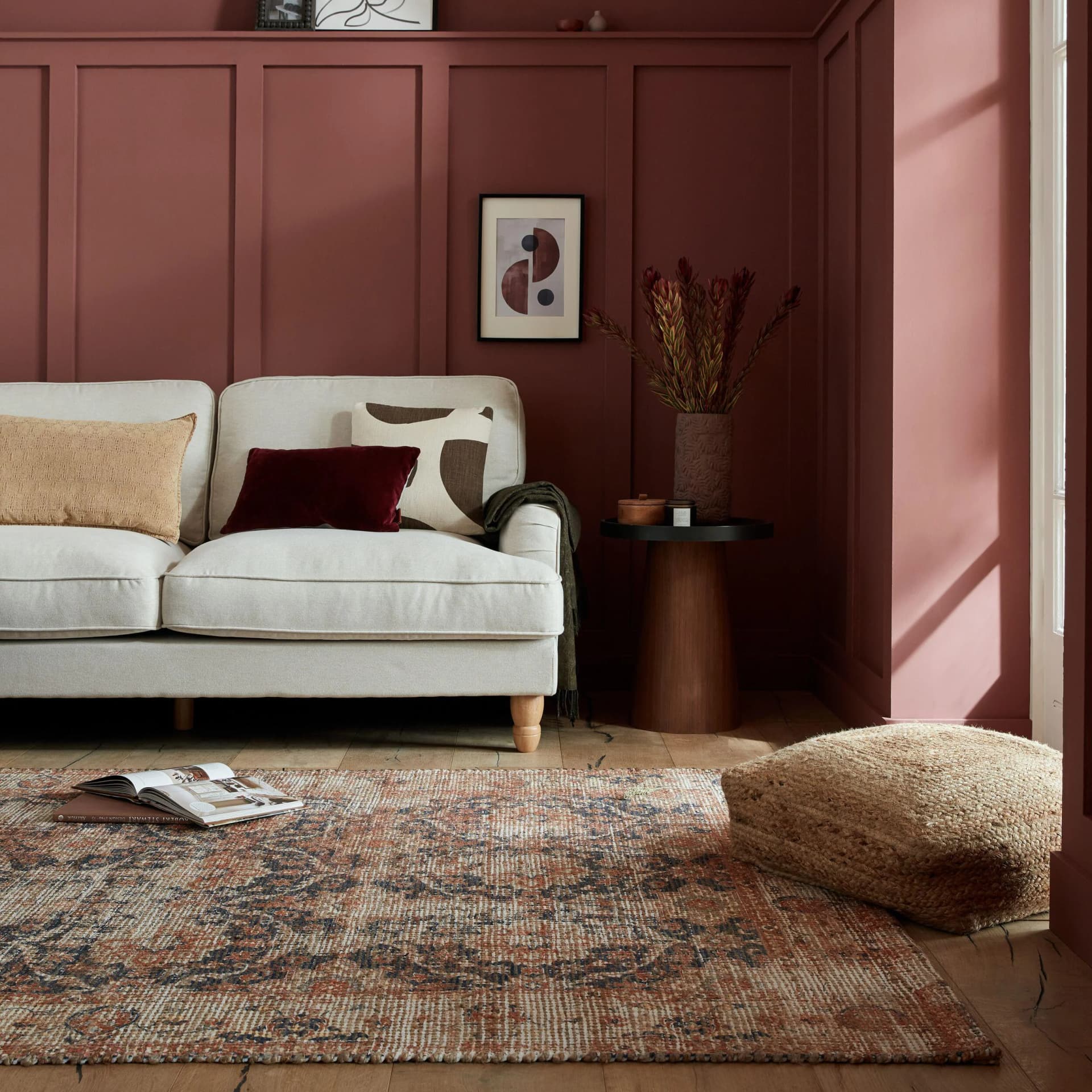 FLAIR RUGS Miley Jute Teppich Vintage Design Blau