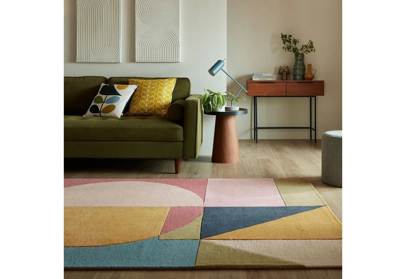 FLAIR RUGS Wollteppich Esre Bunt Geometrisches Design Handgetuftet