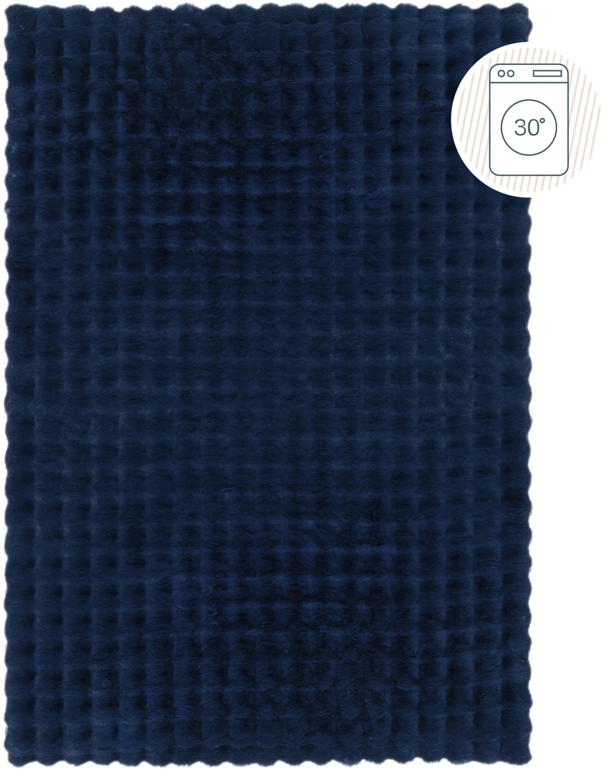 Eleganter Waffelmuster-Teppich in Blau und Marineblau