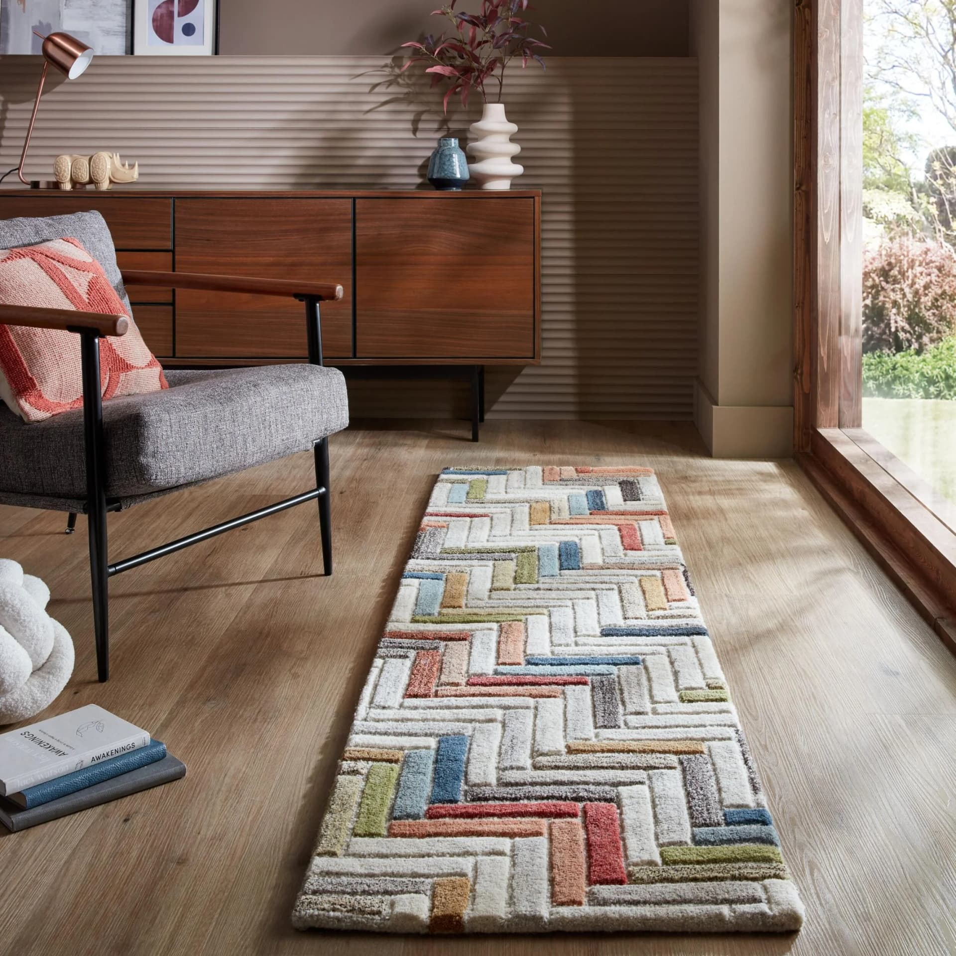 Wollteppich Russo Wool Bunt Geometrisches Muster