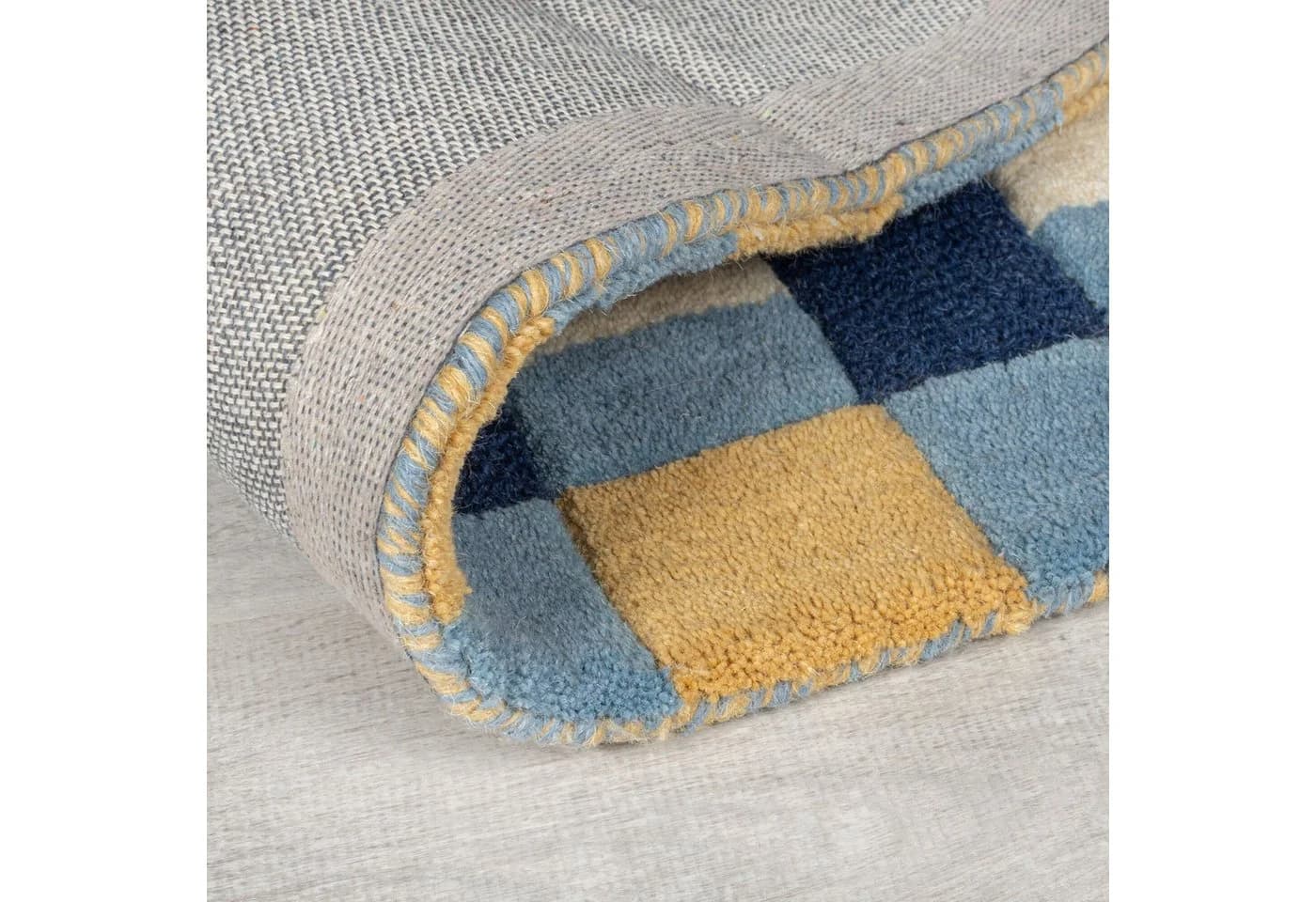FLAIR RUGS Wollteppich Kai Wool Border Läufer Blau 60x230 cm - Bild 3