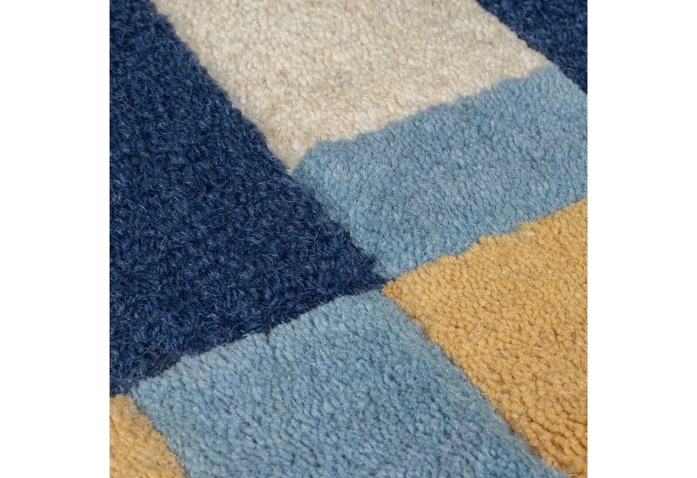 FLAIR RUGS Wollteppich Kai Wool Border Läufer Blau 60x230 cm - Bild 4