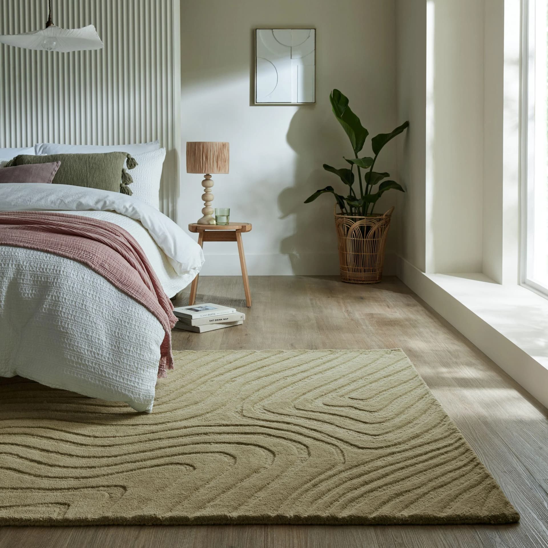 FLAIR RUGS Wollteppich Mesmerise Salbei Hoch-Tief Effekt
