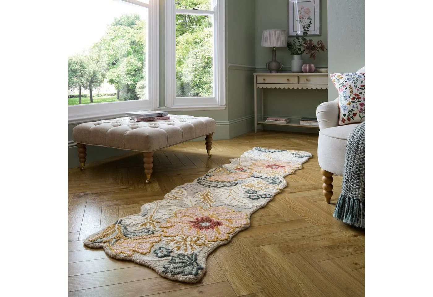 FLAIR RUGS Wollteppich Daphne Floral 100% Wolle Rosa - Bild 2