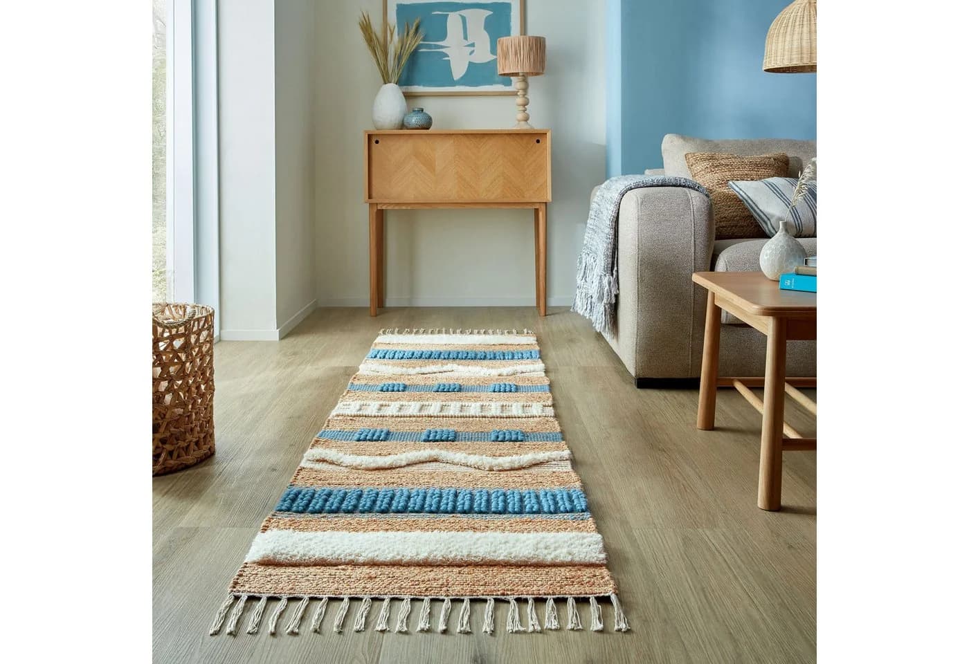 FLAIR RUGS Läufer Medina Blau Abstraktes Streifenmuster Boho-Look - Bild 2
