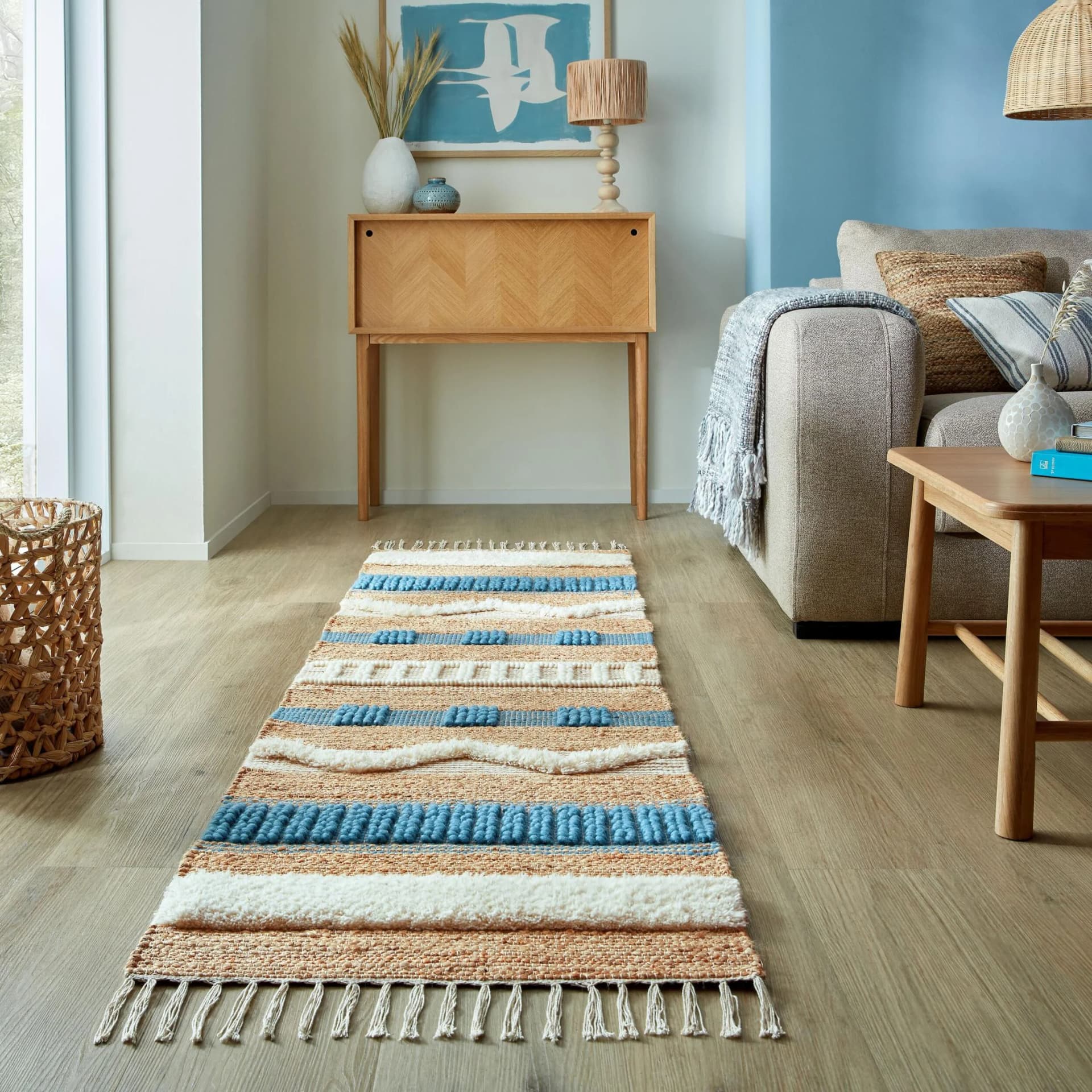 FLAIR RUGS Läufer Medina Blau Abstraktes Streifenmuster Boho-Look - Bild 5