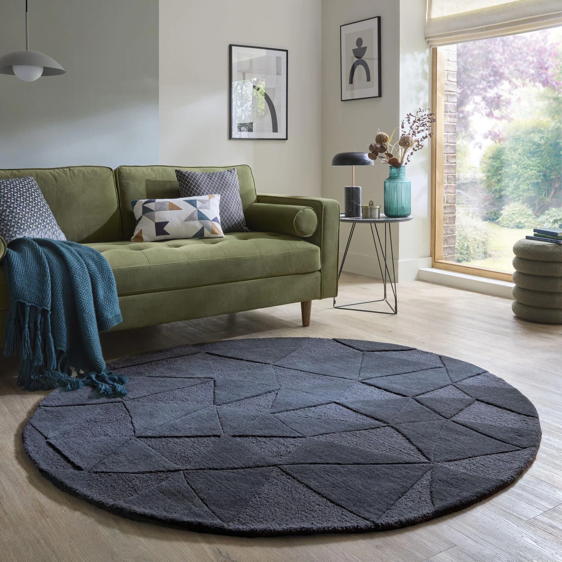 FLAIR RUGS SHARD Teppich Schiefergrau 100% Wolle Handgetuftet