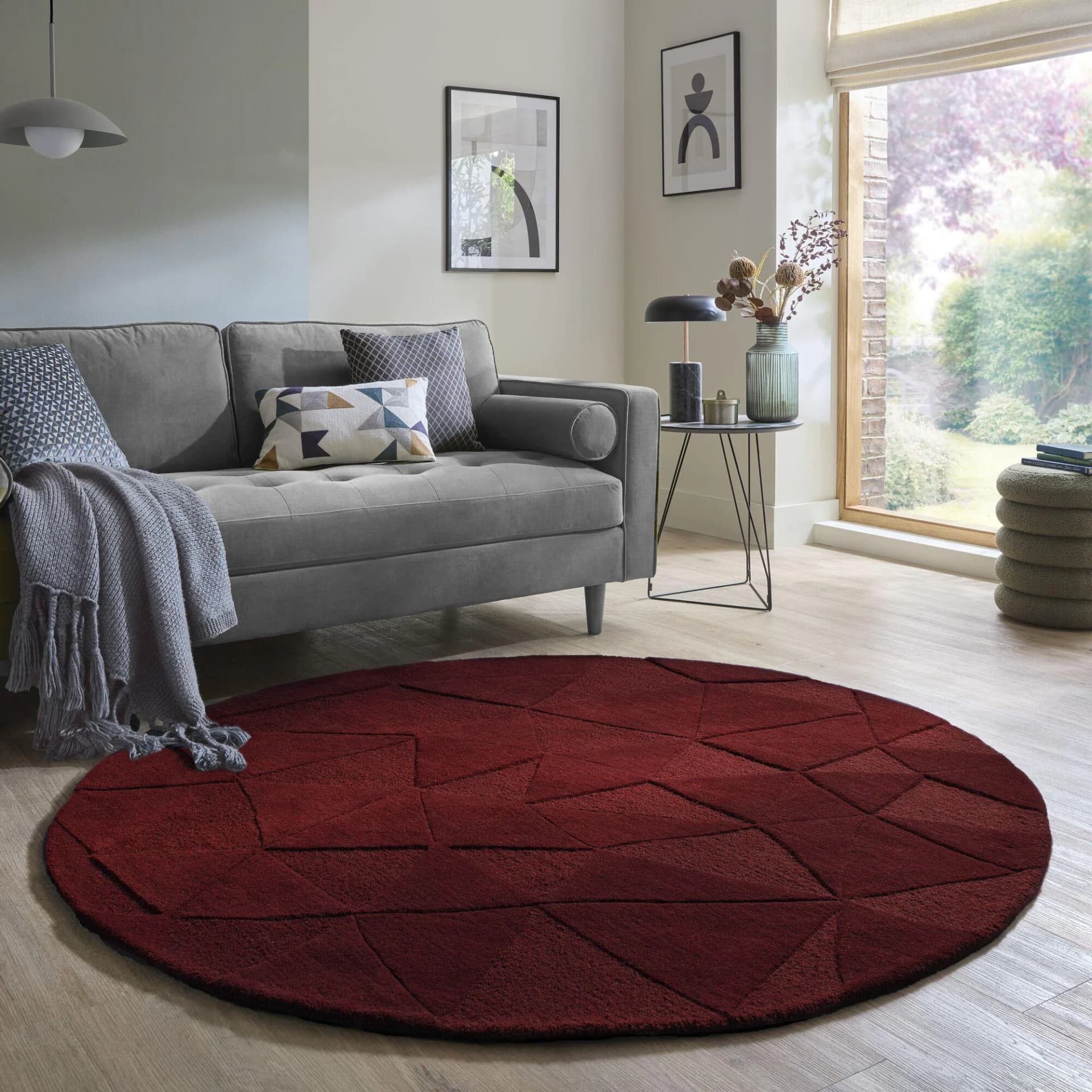 FLAIR RUGS SHARD Teppich Rot Handgetuftet Hoch-Tief Effekt