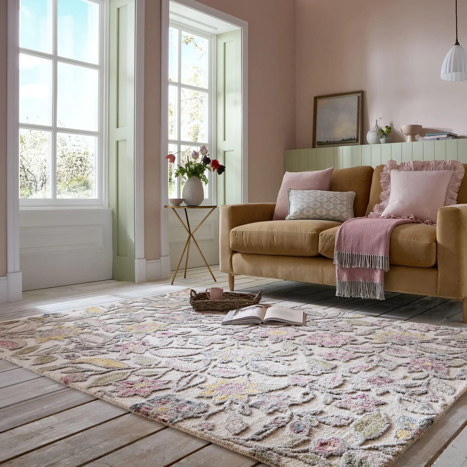FLAIR RUGS Wollteppich Tania Floral Bunt Blumen-Design
