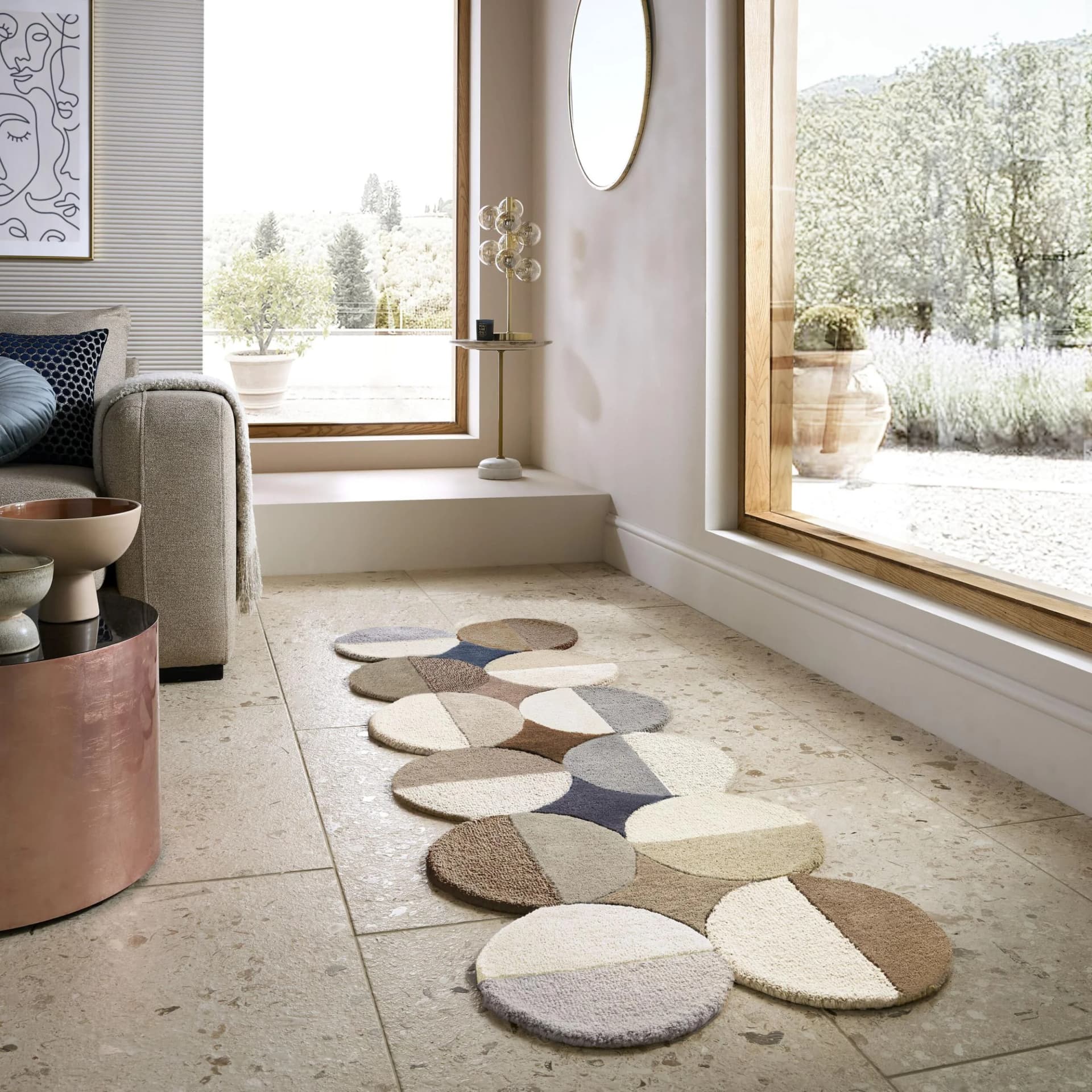 FLAIR RUGS Wollteppich Mia Ellipse Natur Geometrisch