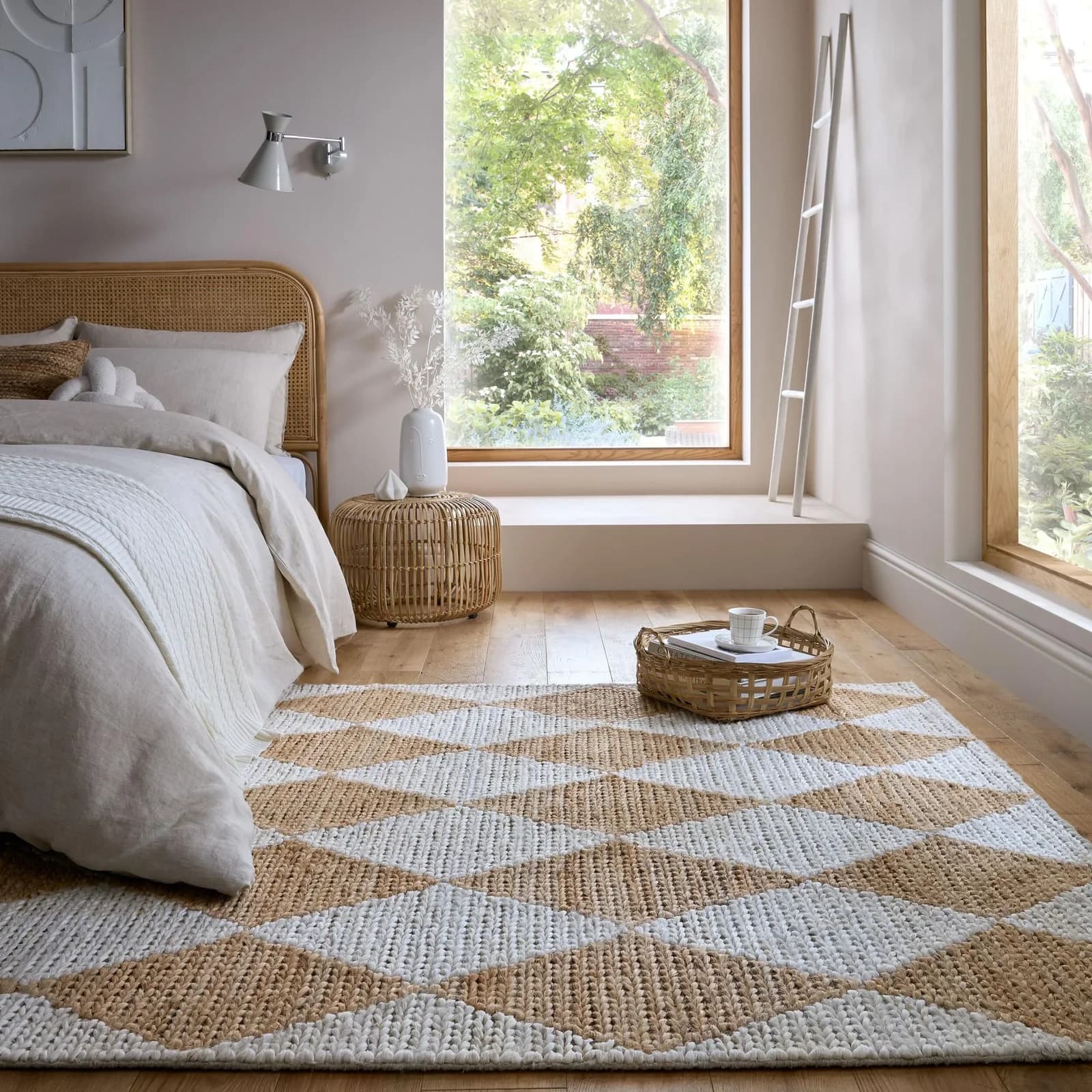FLAIR RUGS Effie Diamond Teppich Beige Jute Baumwolle