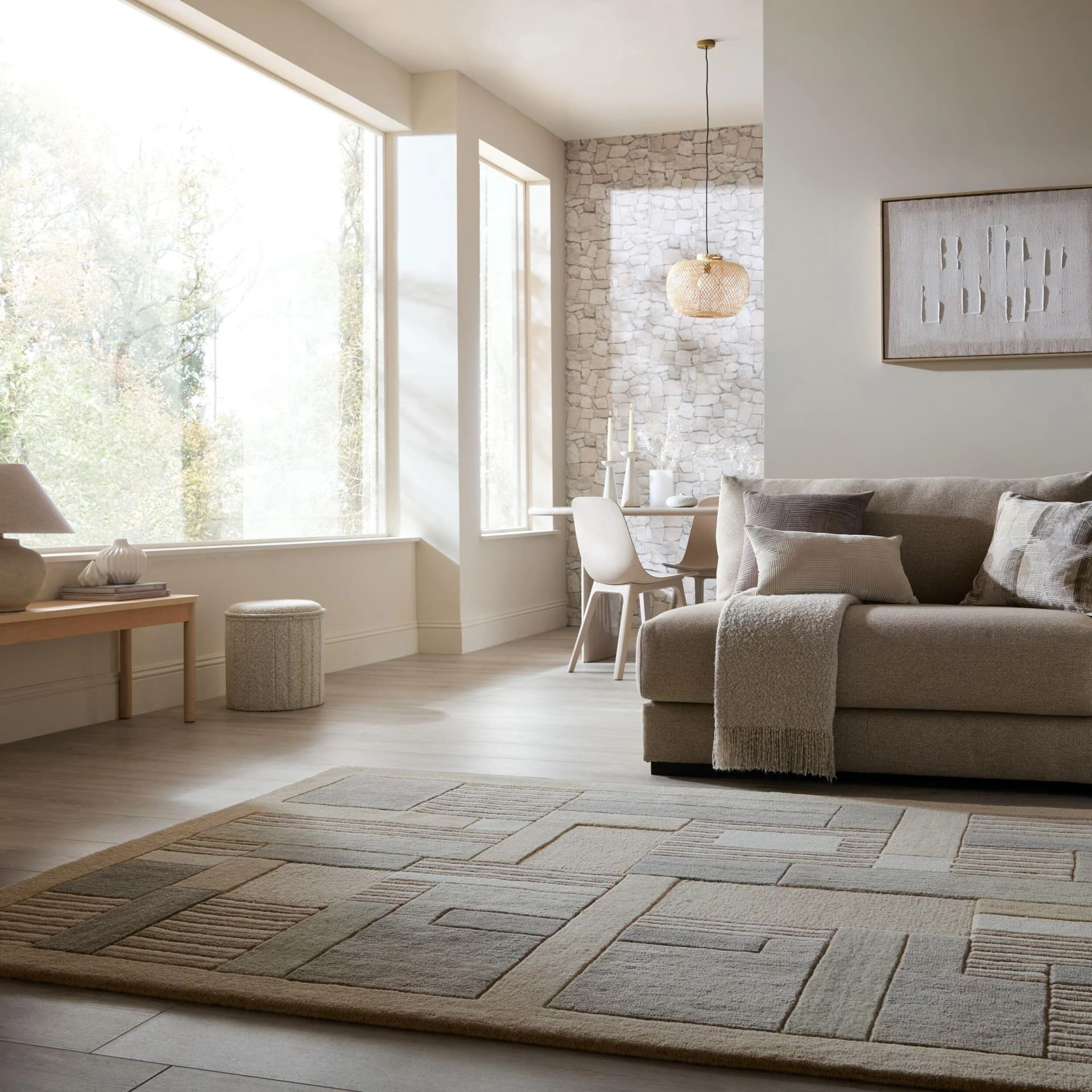 FLAIR RUGS VARA WOOL Teppich natürlich 140x200 cm handgetuftet