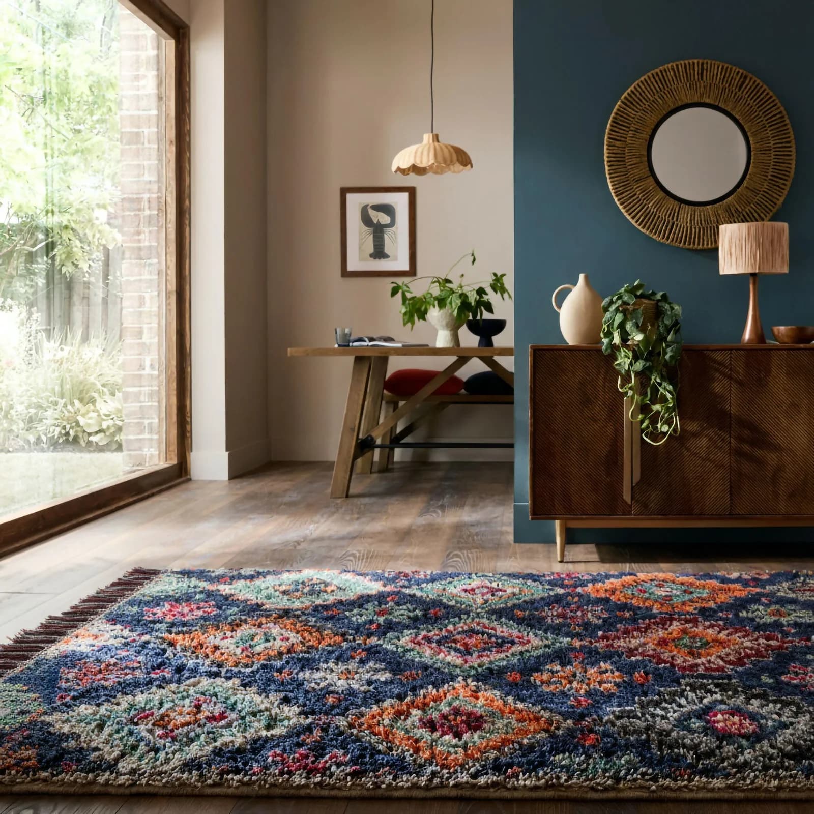 FLAIR RUGS Jakob Shaggy Teppich Marineblau Skandinavisch