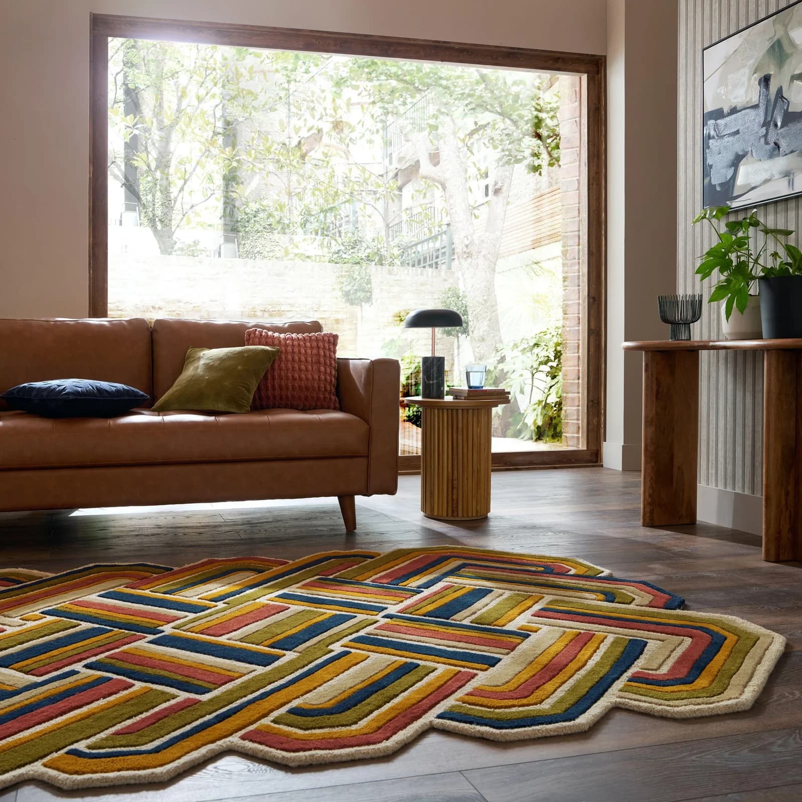 FLAIR RUGS Lattice Shaped Wool Teppich Terrakotta Handgetuftet