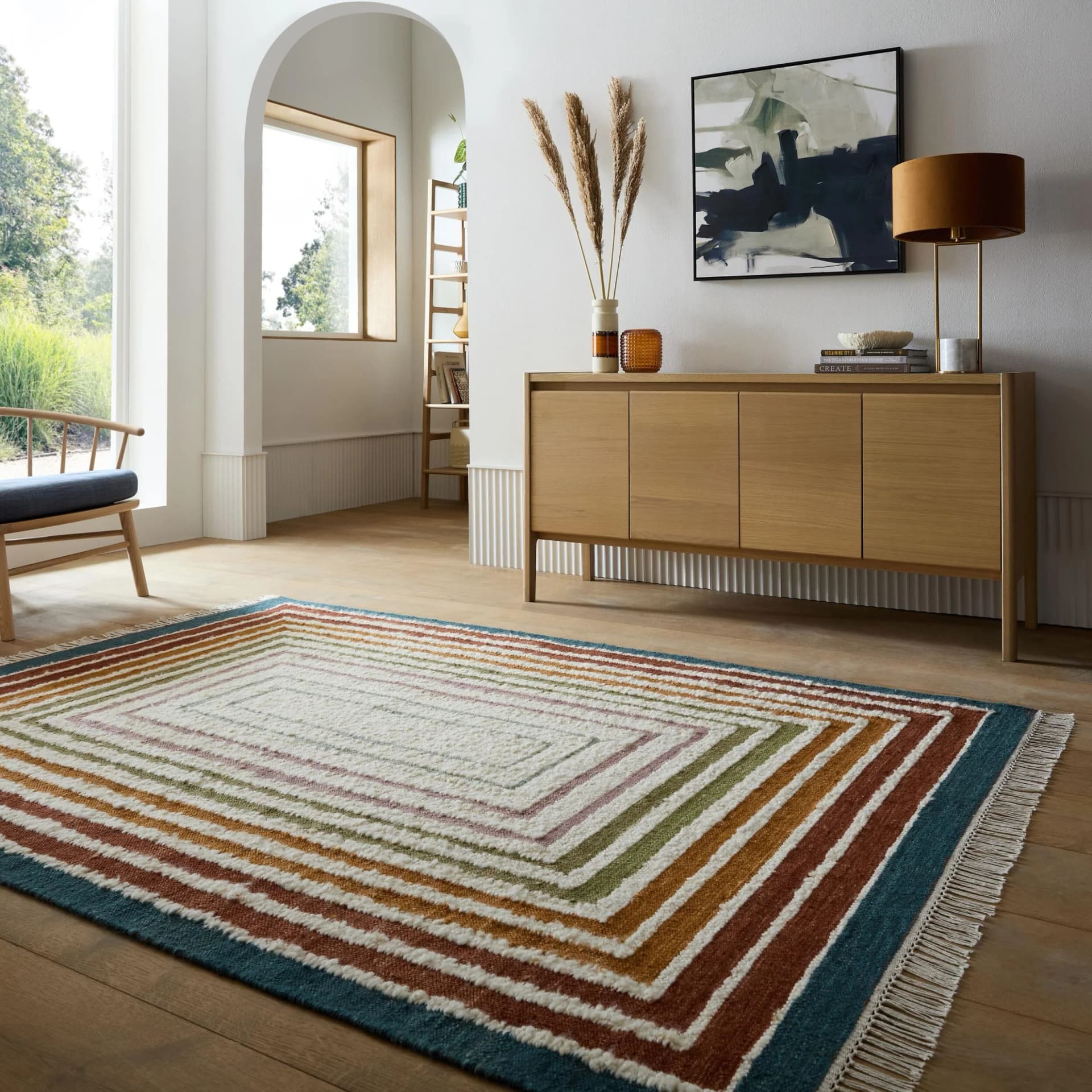 FLAIR RUGS Teppich BOUCLE WOOL FRAME Mehrfarbig Handgewebt